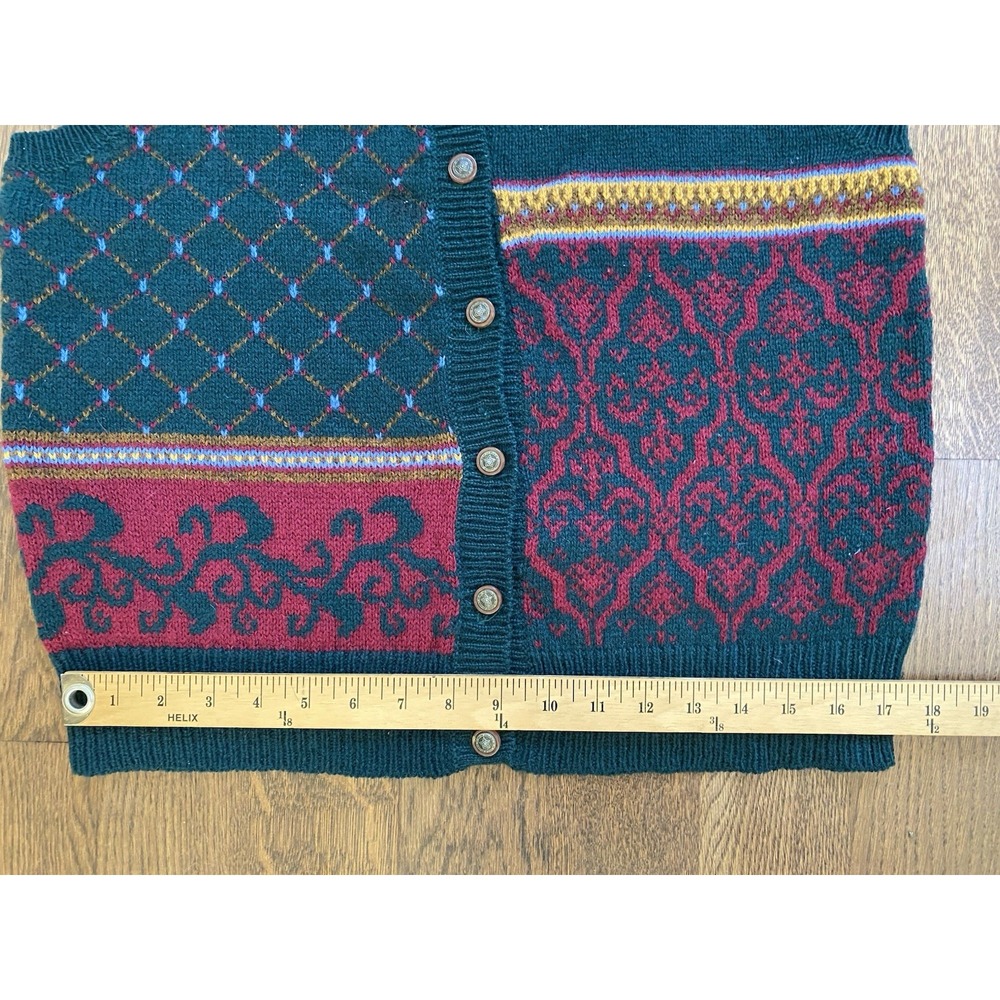 Vtg Susan Bristol Patchwork Wool Knit Sweater Vest Small Preppy Dark Academia - Picture 7 of 7